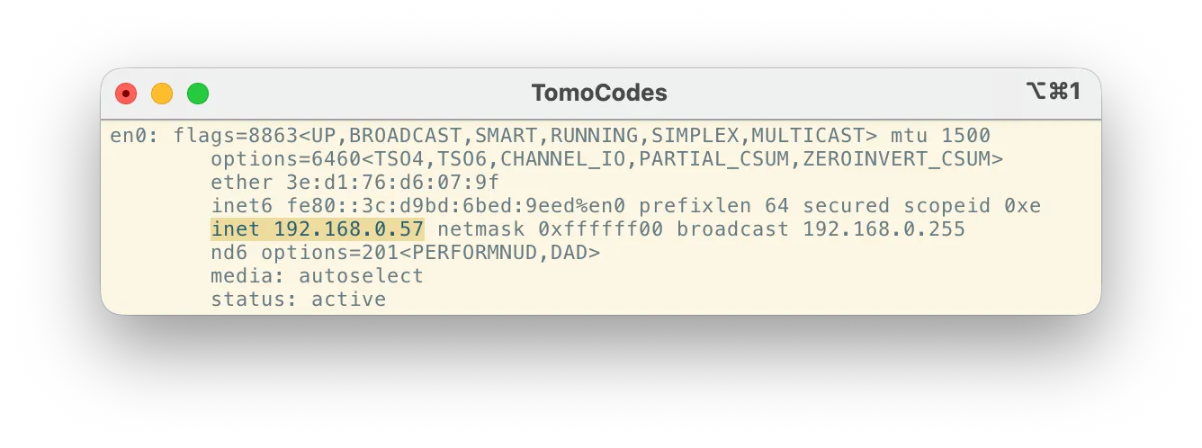 ifconfig - active network adapter