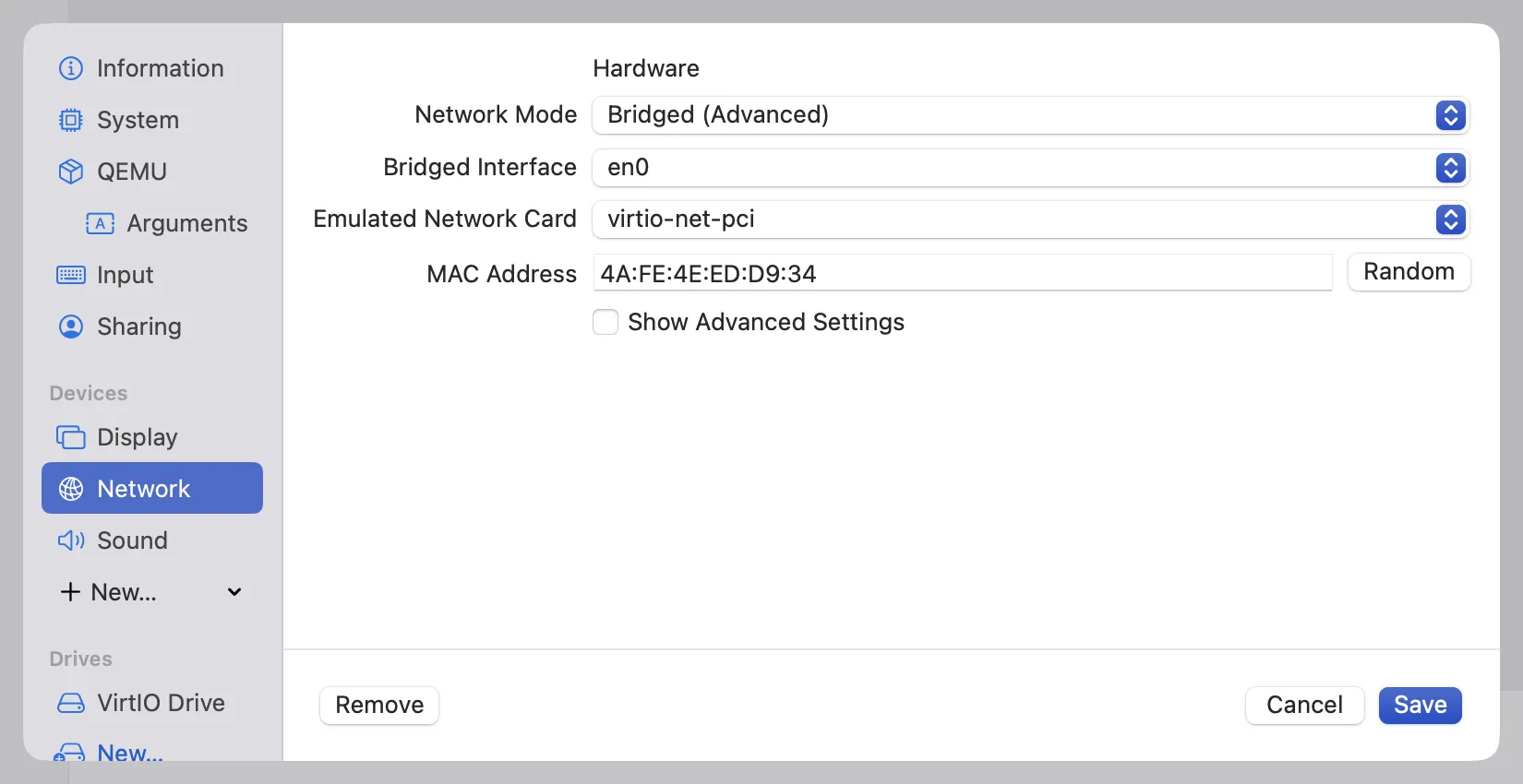 UTM - running Home Assistance OS
