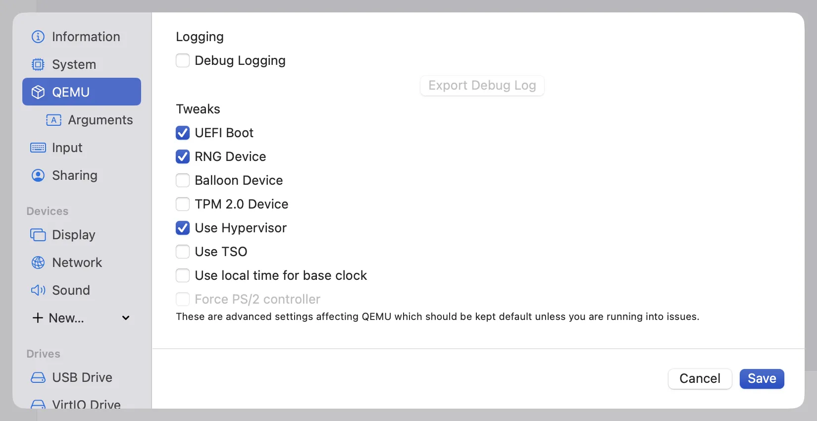 UTM - running Home Assistance OS