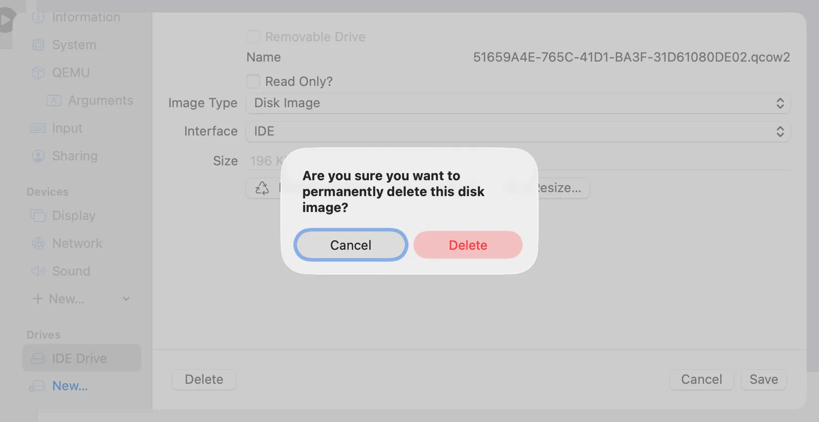 UTM config - delete drives